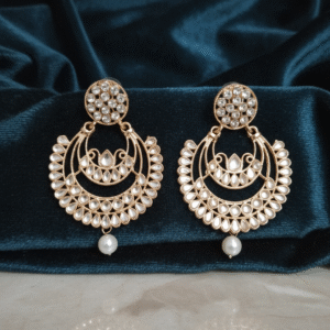 ✨ Premium Kundan Chandbali Earrings with Pearl Drop – Bridal & Festive Wear