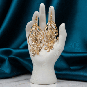 ✨ Elegant Gold Floral Party Wear Earrings – Lightweight Designer Statement Jewelry