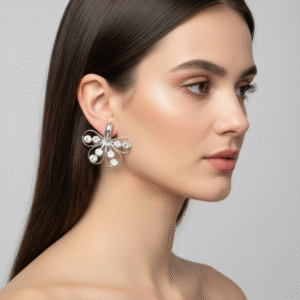 Crystal Floral Statement Earrings
