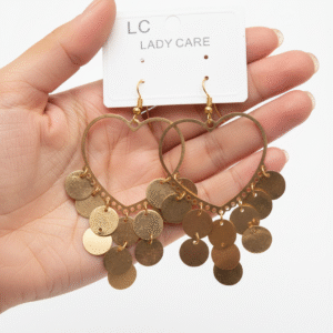 Golden Heart-Shaped Dangler Earrings